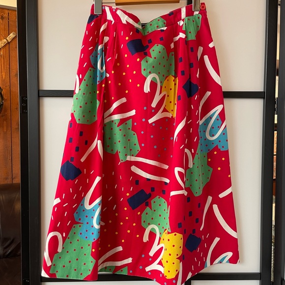 Vintage Patterned Red Skirt - Pirjo-Liisa (Nygård) - Picture 1 of 7